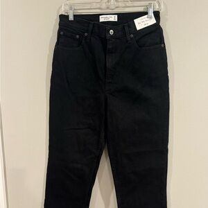 Abercrombie Fitch The 90s Straight Ultra High Rise Black Jeans Women 28 6R